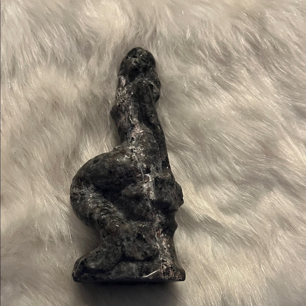 Yooperlite Hand Carved Mermaid on a Rock Sculpture UV Light Reactive